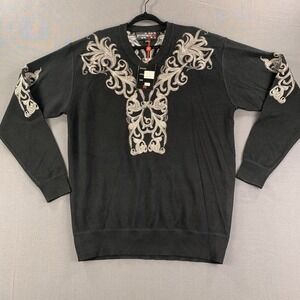 New VTG Royal Prestige Knit Embroidered Sweater Black‎ Pullover Men 3XL MSRP 90$
